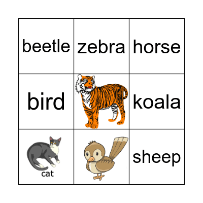 Animals Bingo Card