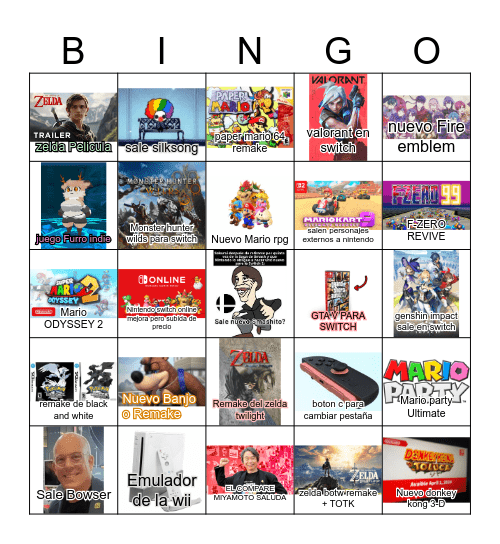 Nintendo Direct Bingo Card