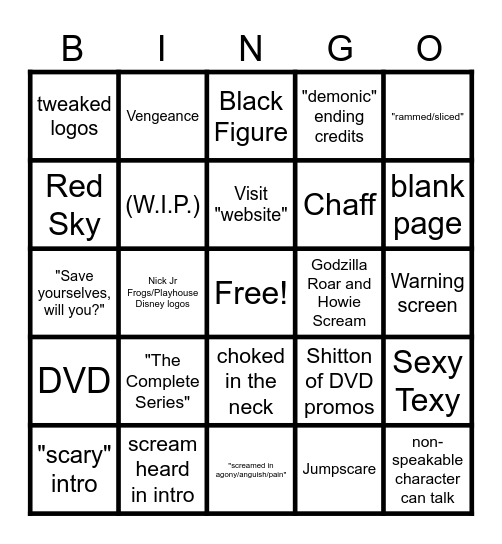 CREEPYPASTA FANON WiKi Bingo Card
