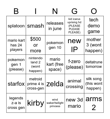 switch 2 direct Bingo Card