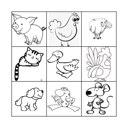 FARM ANIMALS Bingo Card