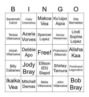 Kingdom Hall friends Bingo Card