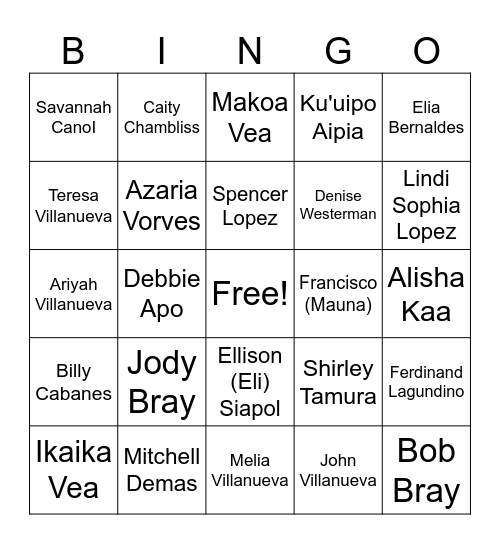 Kingdom Hall friends Bingo Card