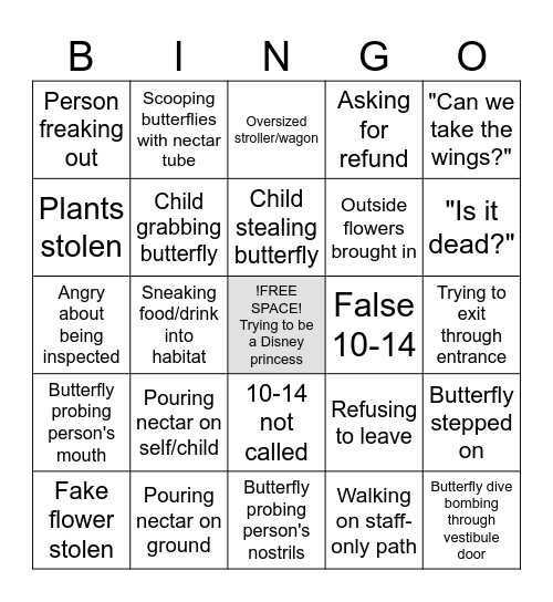 Butterfly Jungle 2025 Bingo Card
