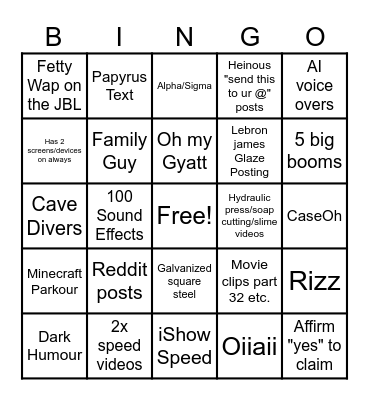 Brainrot bingo Card