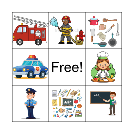 Community Helpers Bingo Card