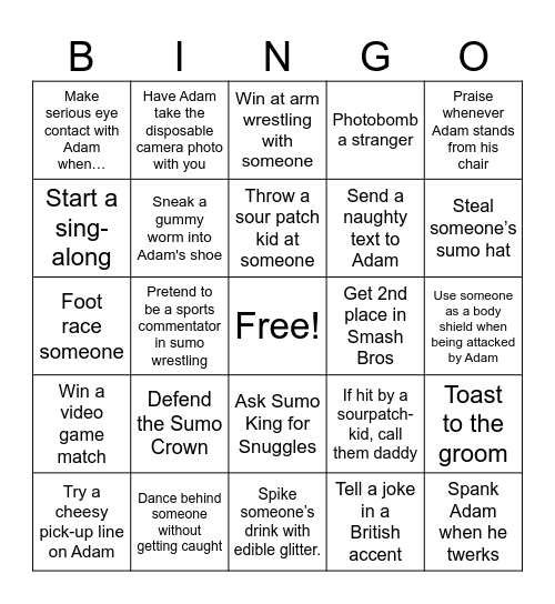 Bachelor Bingo Card