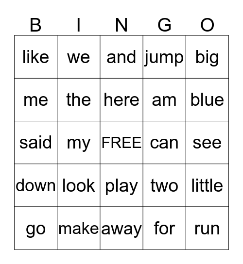 October SIGHT WORD BINGO Card