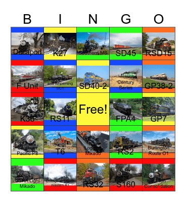 Tourist Lines and Other Shortlines Bingo Card