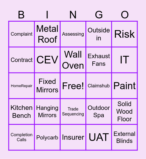 Revision Bingo Card