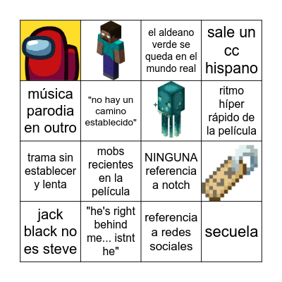 minecraft película Bingo Card