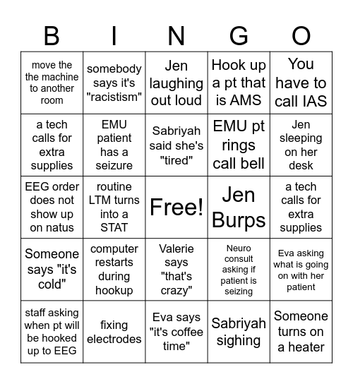 EEG BINGO Card