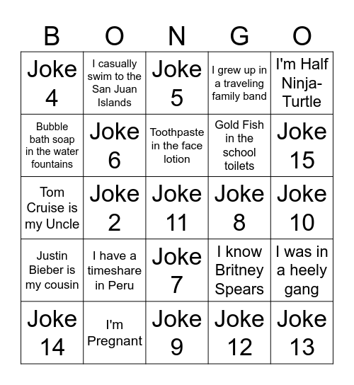 April Fools Bingo Card