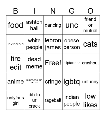 INSTAGRAM REELS + TIKTOK BINGO Card