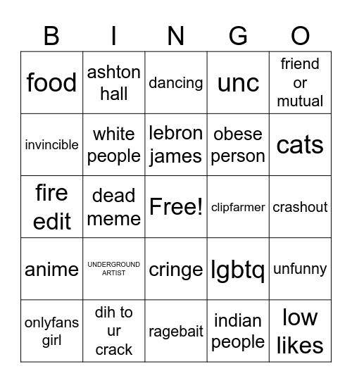 INSTAGRAM REELS + TIKTOK BINGO Card