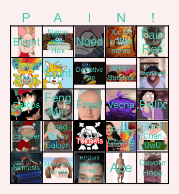 Dead by nofun V3 Bingo Card