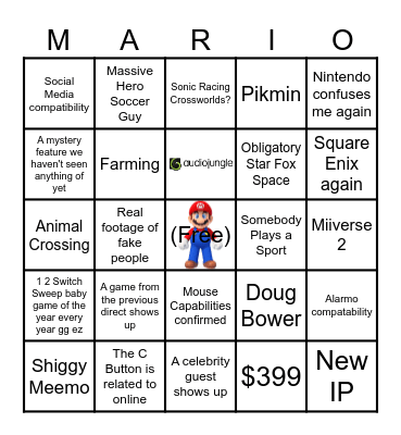 Nintendo Switch 2 Reveal Bingo Card