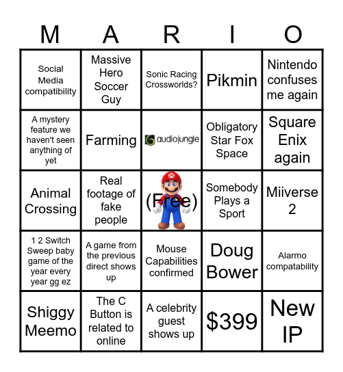 Nintendo Switch 2 Reveal Bingo Card
