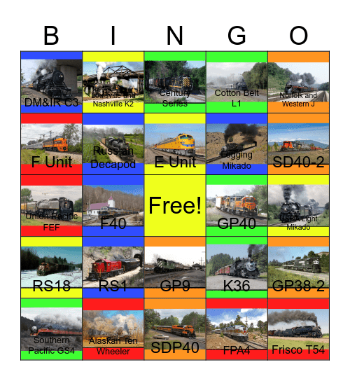 Class I and Passenger Lines Bingo Card