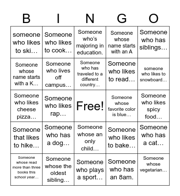 Icebreaker Bingo Card