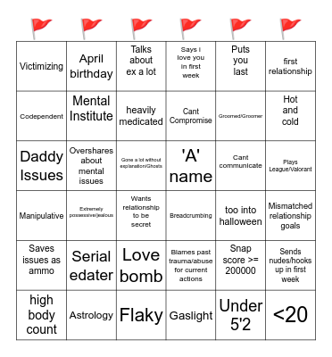 Red Flag Bingo Card