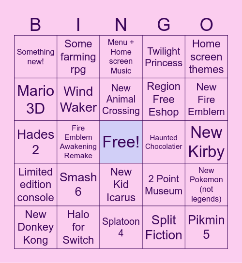 Switch 2 Direct Bingo Card