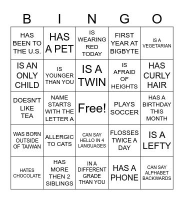 HUMAN SCAVENGER HUNT Bingo Card