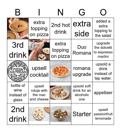 LUNCH UPSELLING BINGO Card