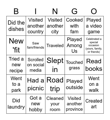 ~*Back from Spring Break BINGO!*~ Bingo Card