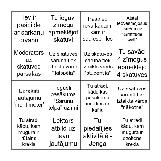 B I N G O ''Sarunu telpa'' Bingo Card