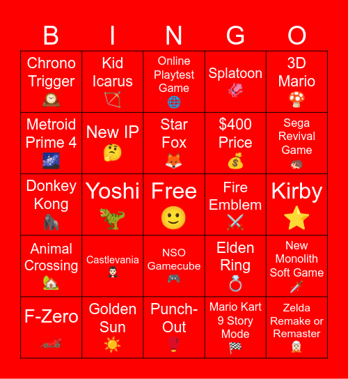 SWITCH IT UP LIKE NINTENDO Bingo Card