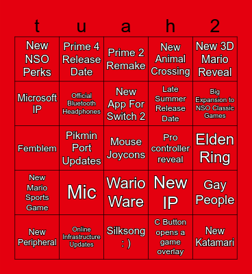 switch tuah Bingo Card