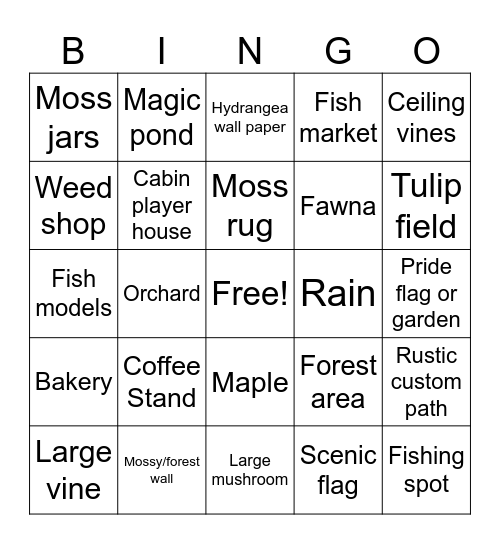 PNW ACNH Bingo Card