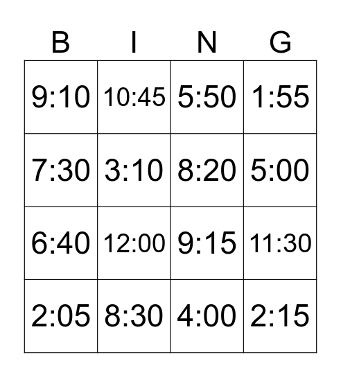 Les nombres Bingo Card