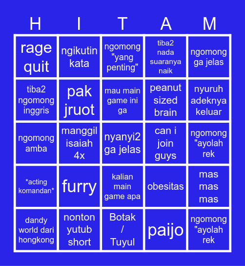 tentang ryu Bingo Card