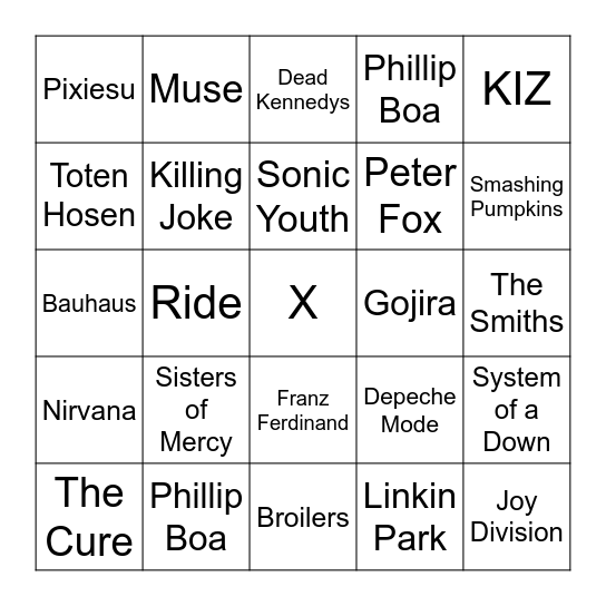 Neins Musik bingo Card