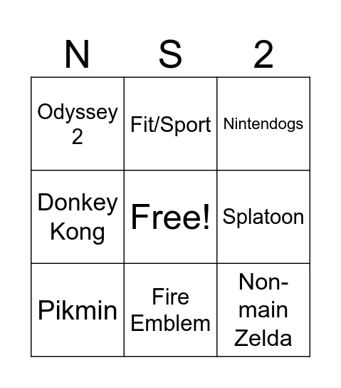 NS2 Launch Titles Bingo Card