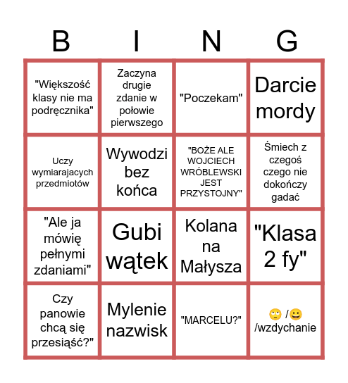 Bieniaszowe BINGO Card