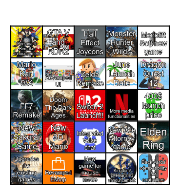 Switch 2 Bingo Card