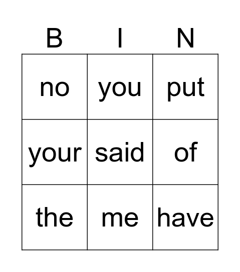red word bingo Card