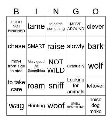 FROM WOLF TO WOOF Bingo Card
