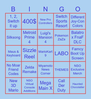 NintenDOS Bingo Card