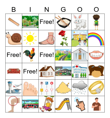 R and S Bingo Card
