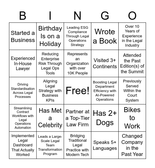 Luxatia Bingo Card