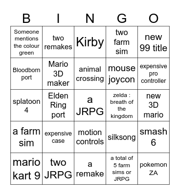 April 2nd direct Bingo Card