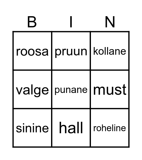 Värvibingo Card