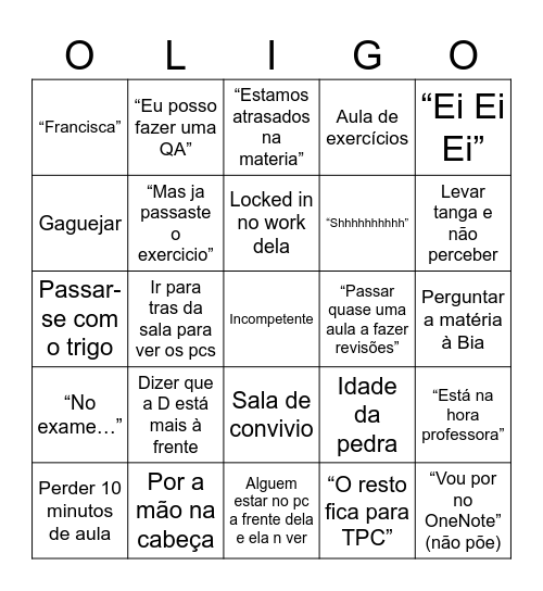 OligoBingo Card