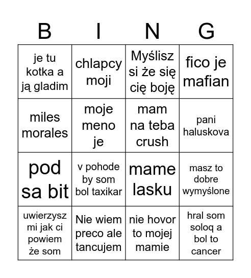 Simi bingo Card