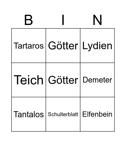 Tantalos Bingo Card