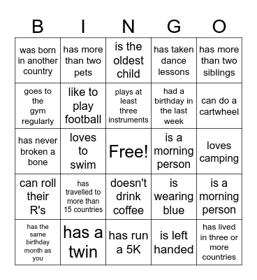 Alpha : Find someone who... Bingo Card
